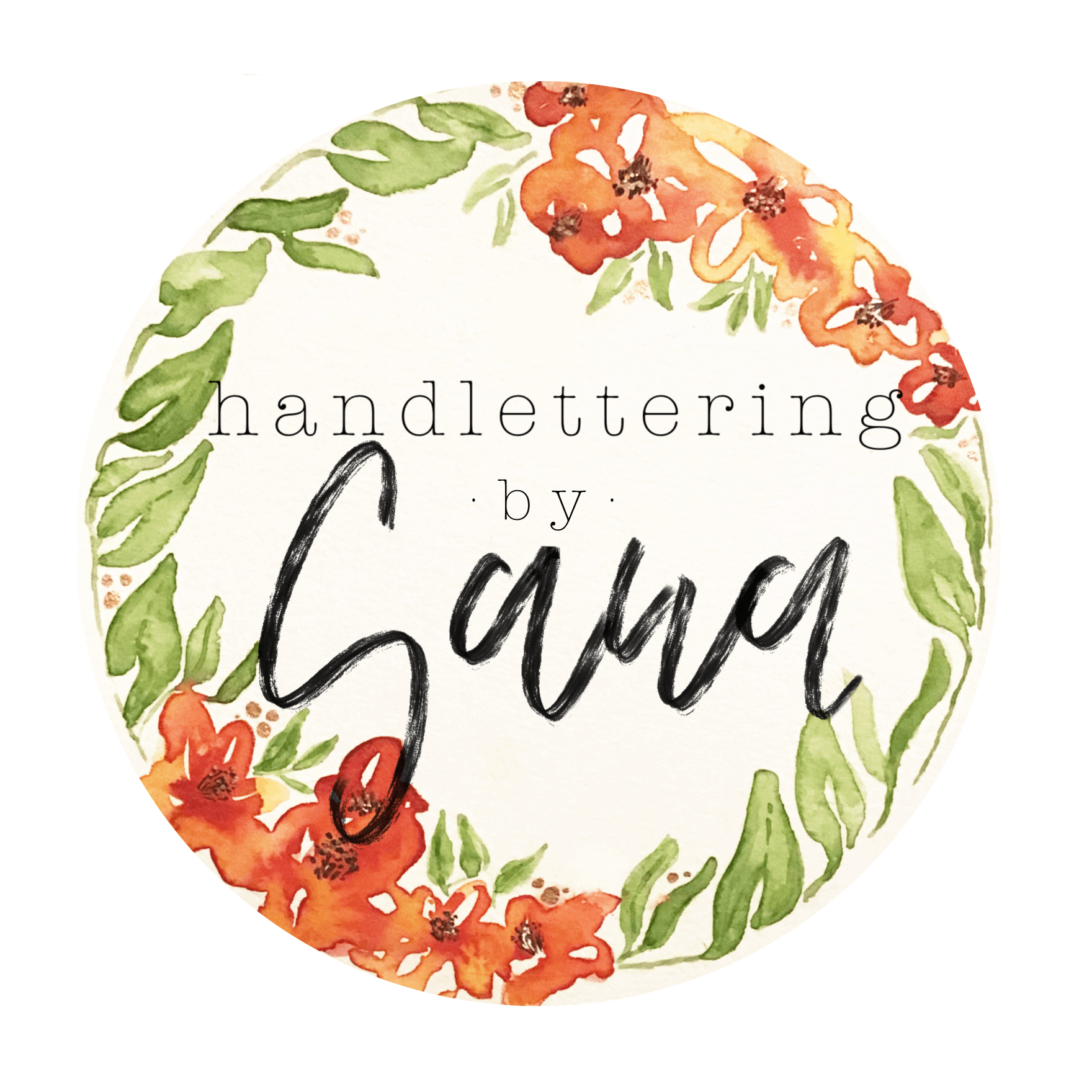 Mixed media logo of my Instagram profile (watercoloured floral wreath enriched with digital lettering).